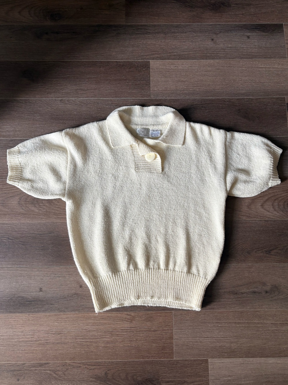 Vintage Cream Short-Sleeve Knit Polo Top